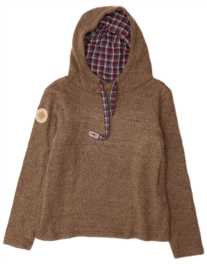 Maglione vintage da uomo con cappuccio taglia 40 in acrilico beige medio