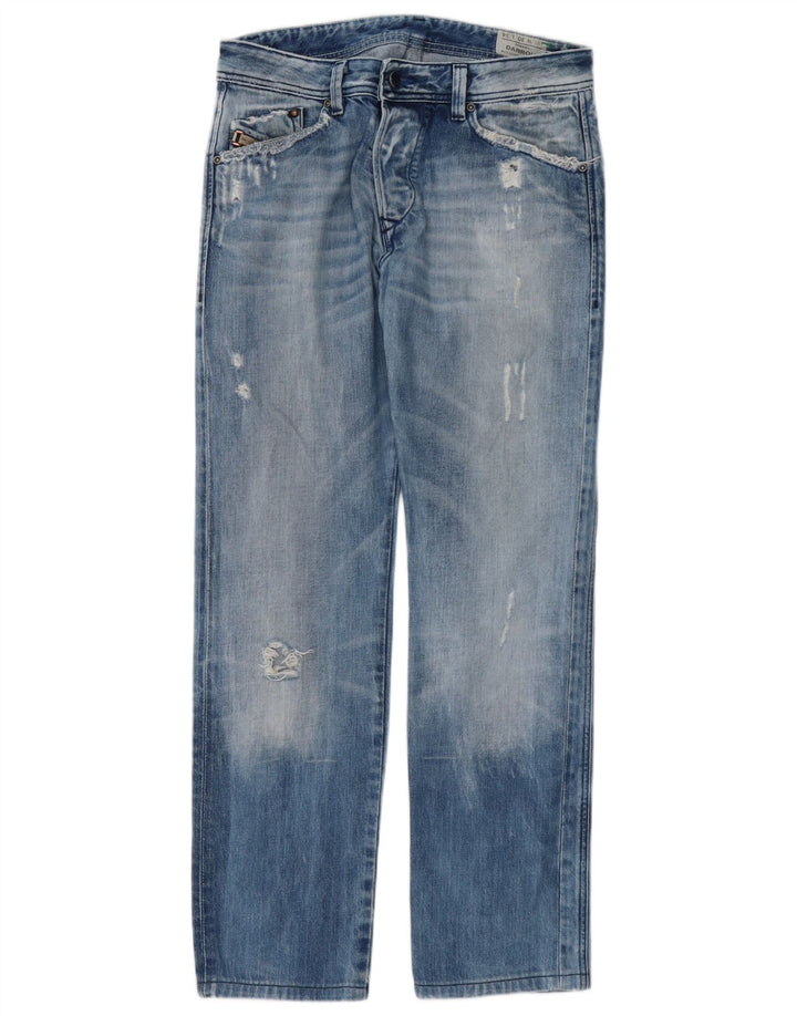 Jeans dritti invecchiati Darron da uomo Diesel W30 L30 in cotone blu