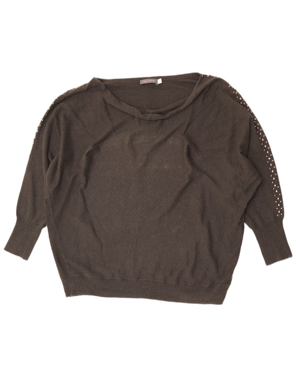 Maglione da donna con scollo a barca con maniche a 3/4 MINT VELVET UK 16 Large Grigio