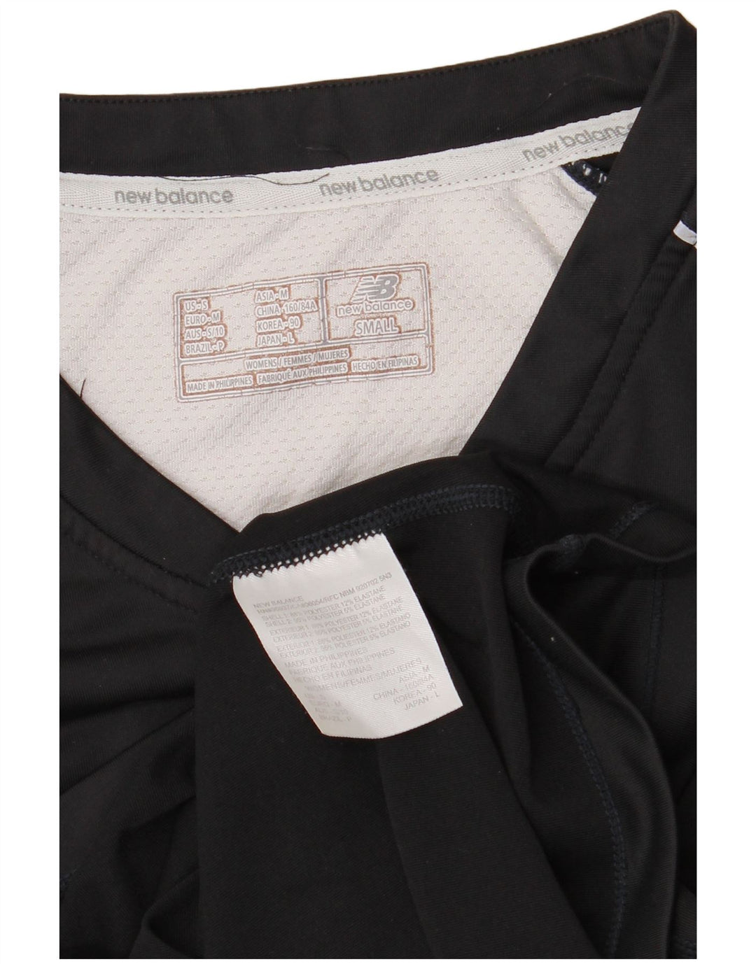 T-shirt da donna New Balance Top UK 10 Small Nero Colourblock Poliestere