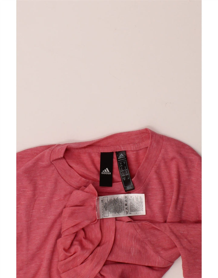 ADIDAS Womens Graphic T-Shirt Top UK 8/10 Small Pink Polyester Vintage Adidas and Second-Hand Adidas from Messina Hembry 