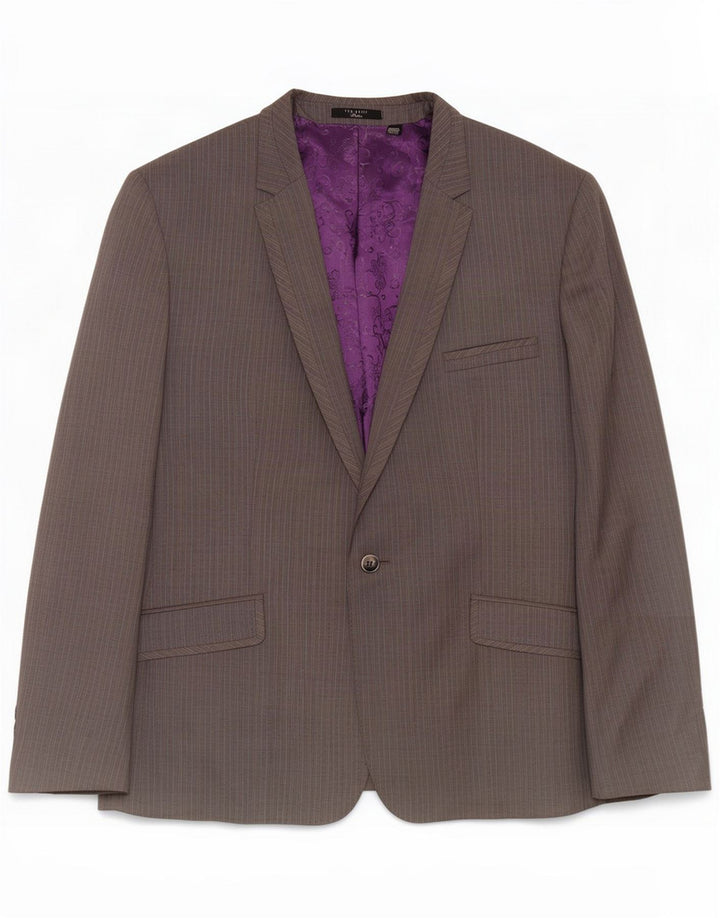 Ted Baker Giacca blazer da uomo a 1 bottone UK 44 2XL Lana gessata grigia