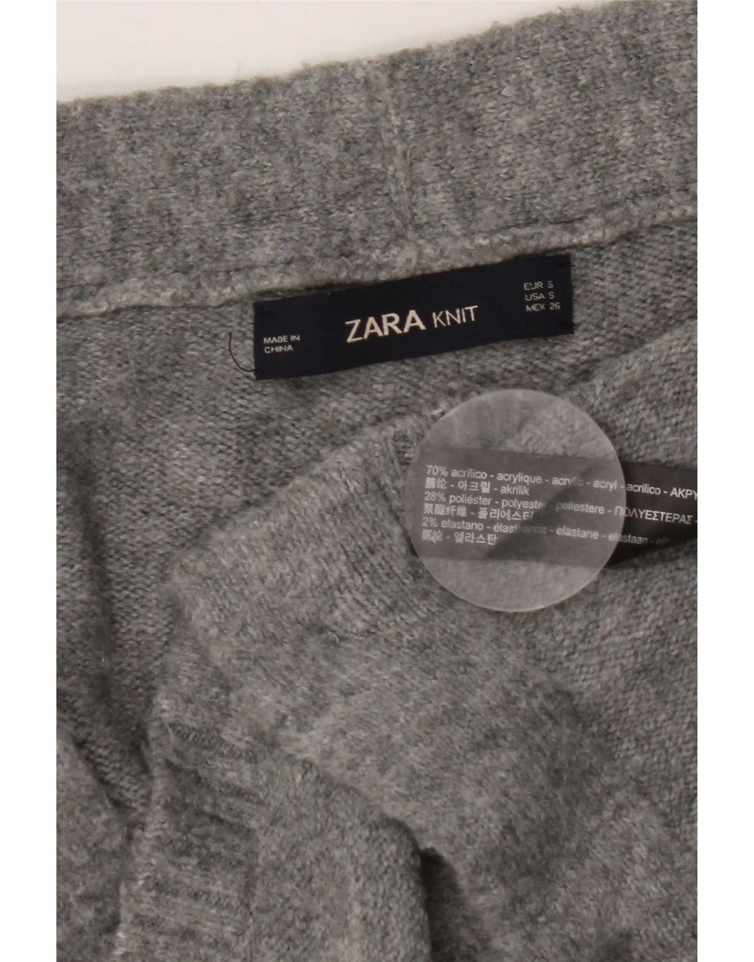 Maglione cardigan oversize da donna Zara UK 10 piccolo acrilico grigio