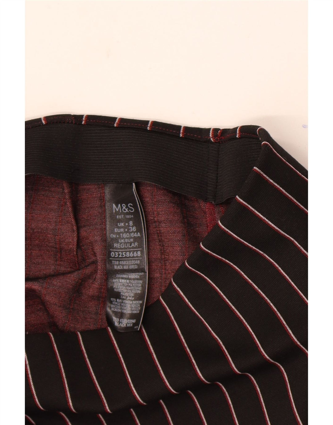 Minigonna da donna Marks & Spencer UK 8 piccola W26 poliestere a righe nere