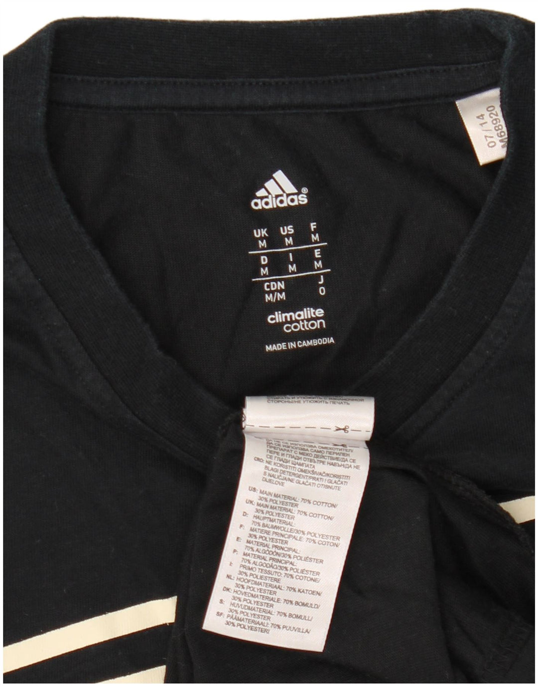 T-shirt grafica Adidas Climalite da uomo in cotone medio nero