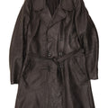 Cappotto in pelle doppio petto vintage da uomo UK 38 medio nero