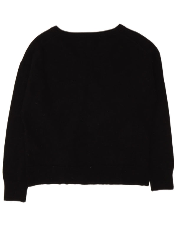 Massimo Dutti Maglione da donna con scollo a V UK 14 Lana nera media