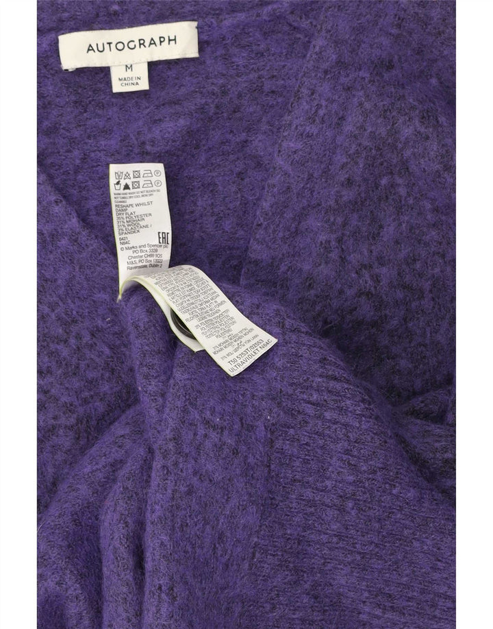 Maglione cardigan autografo da donna Marks & Spencer UK 14 viola medio
