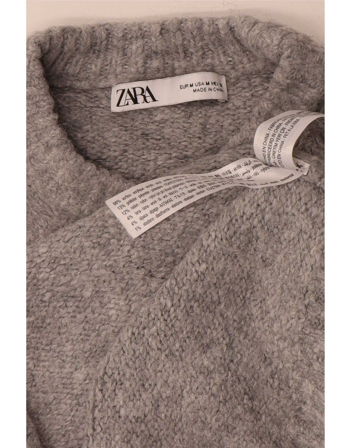 Maglione maglione girocollo oversize da donna Zara UK 14 Grigio medio screziato