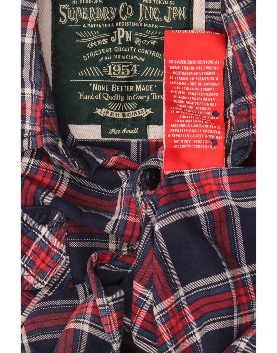 Camicia da uomo in flanella Superdry piccola in cotone a quadri blu navy