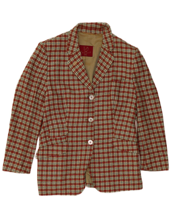 Giacca blazer a 3 bottoni da donna country UK 14 grande quadretto rosso