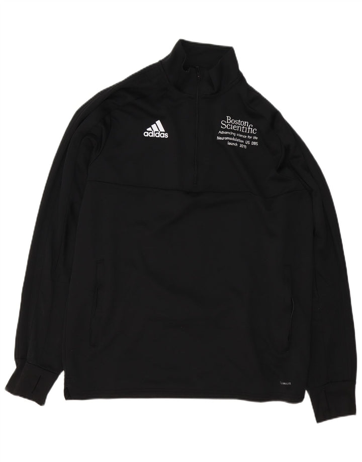 Felpa da uomo Adidas Climalite Graphic Zip Neck Felpa grande nera