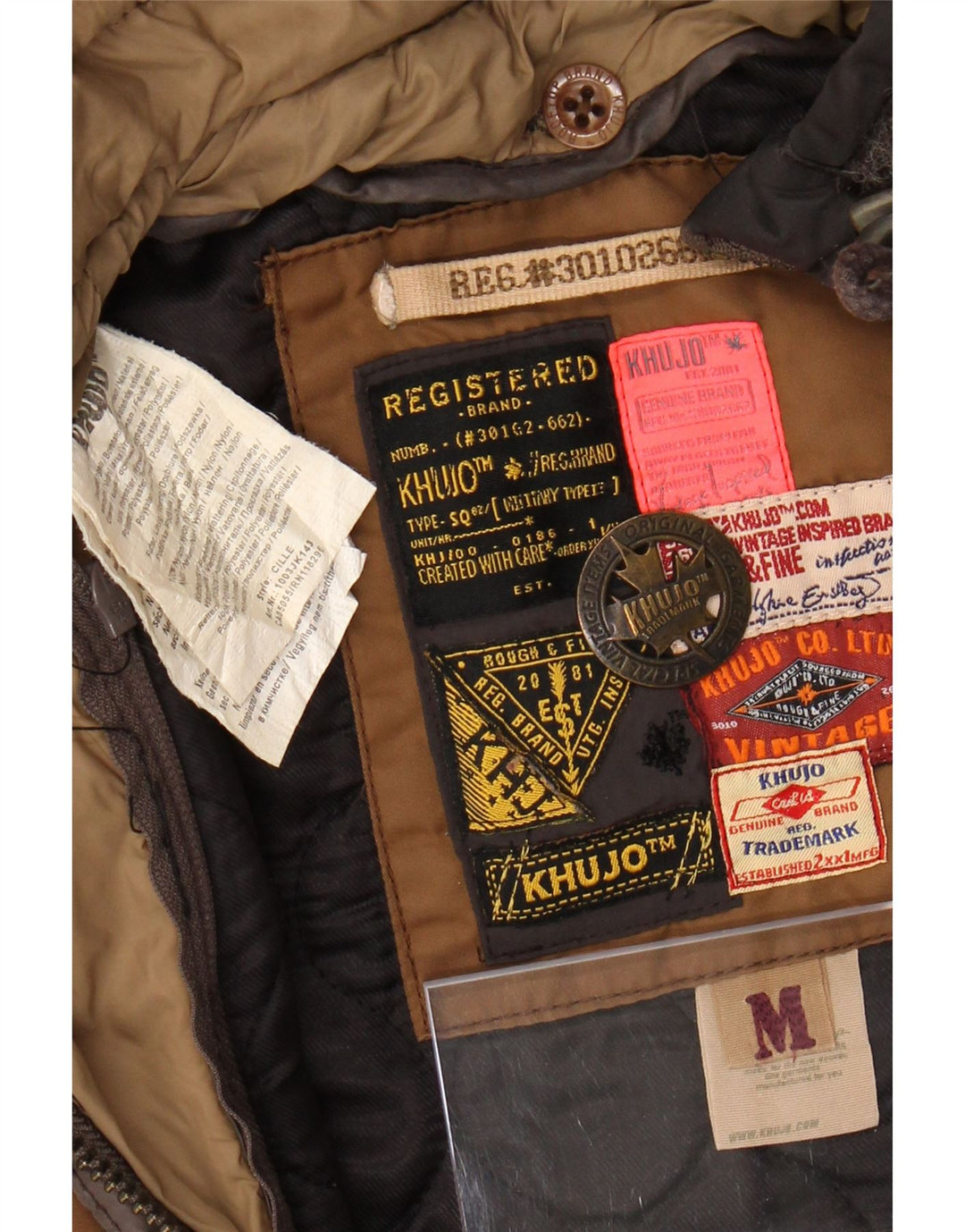 Giacca parka militare con cappuccio da donna KHUJO UK 14 poliestere marrone medio