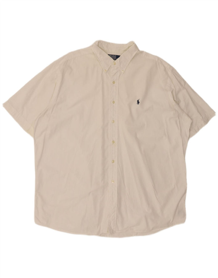 POLO RALPH LAUREN Camicia a maniche corte da uomo 2XL Cotone bianco
