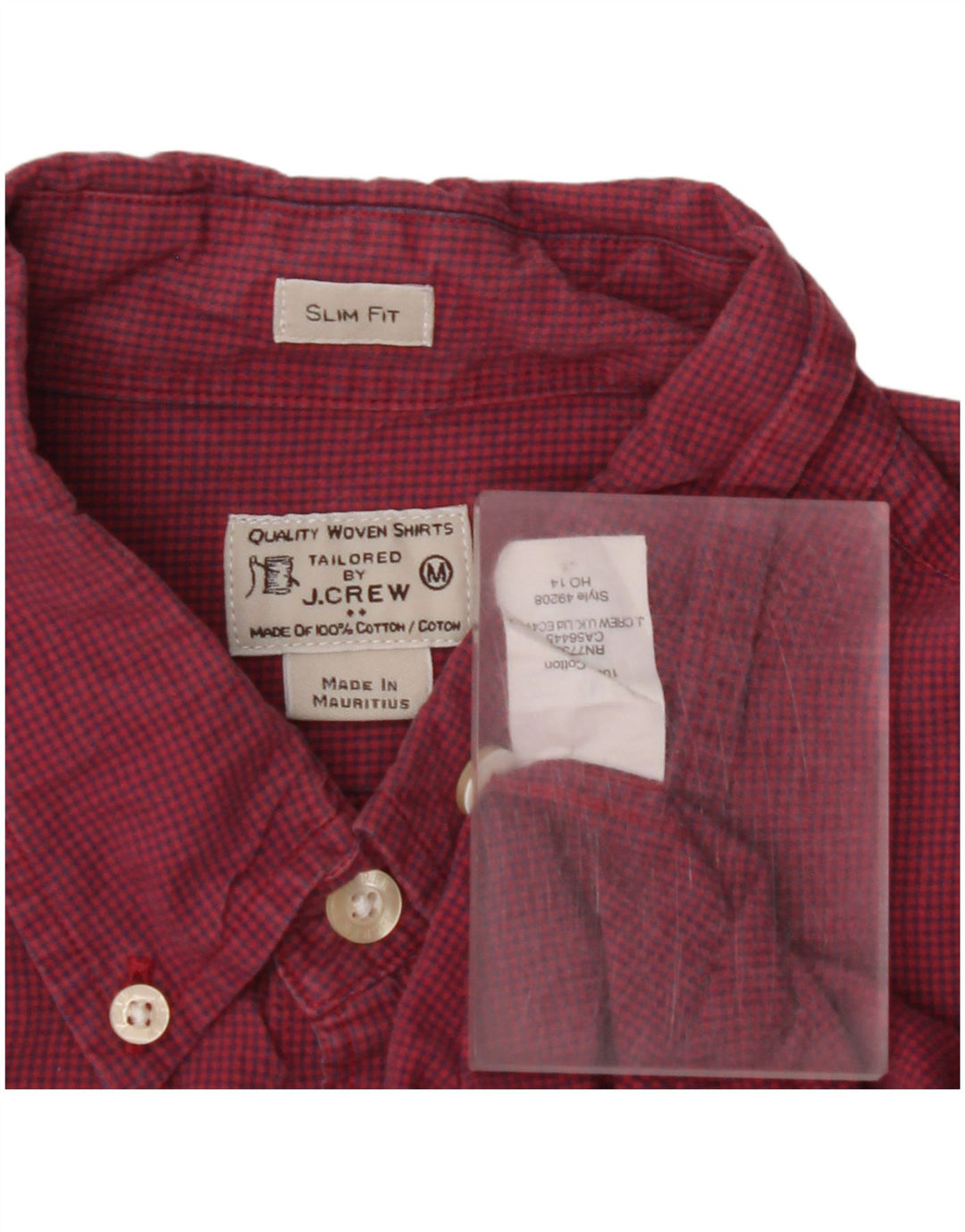 J. CREW Camicia da uomo slim fit su misura in cotone a quadri rosso medio