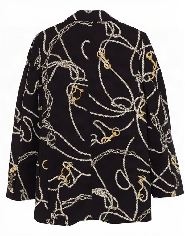 Giacca blazer da donna con motivo astratto vestibilità ampia Zara UK 6 XS Blu navy