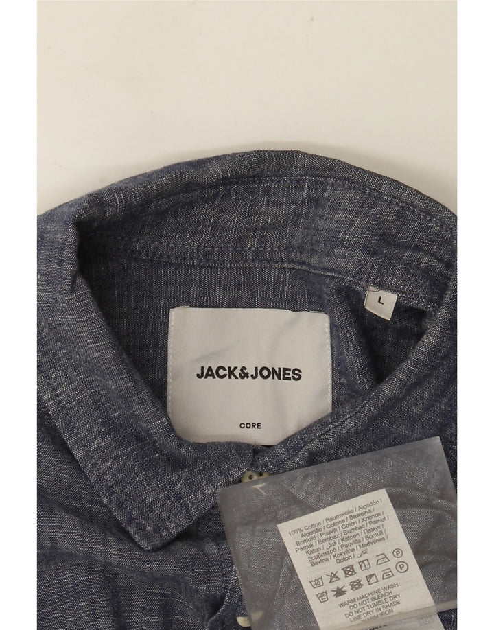 JACK & JONES Camicia Core da uomo Large in cotone screziato blu navy