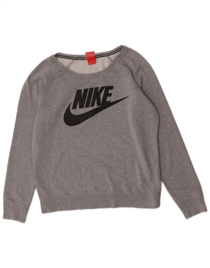 Felpa Nike da donna con grafica ampia e vestibilità ampia, UK 14, cotone grigio medio