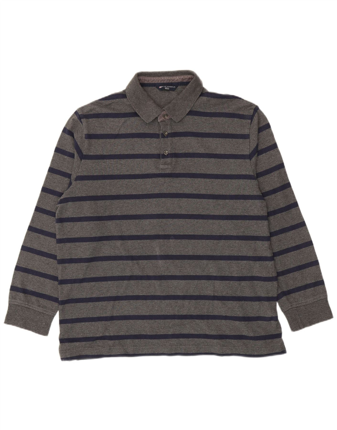 Polo da uomo a maniche lunghe Marks & Spencer grande in cotone a righe grigie