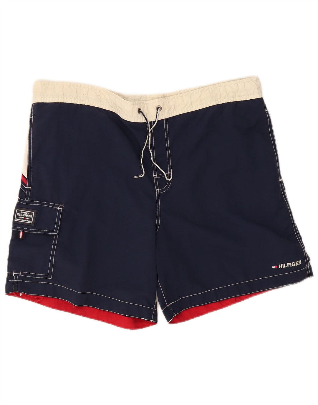 Pantaloncini da bagno cargo da uomo Tommy Hilfiger Medium blu navy color block