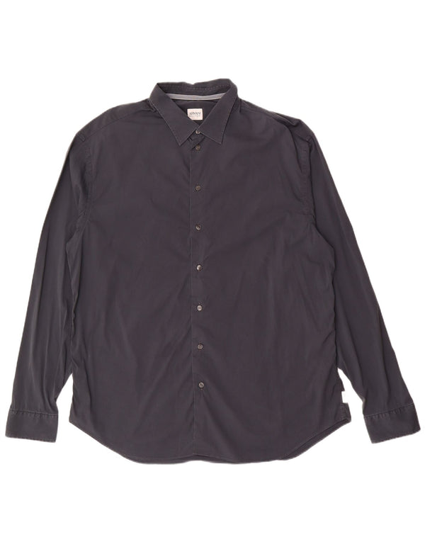 Camicia Armani Collezioni Uomo 2XL Cotone Blu Navy