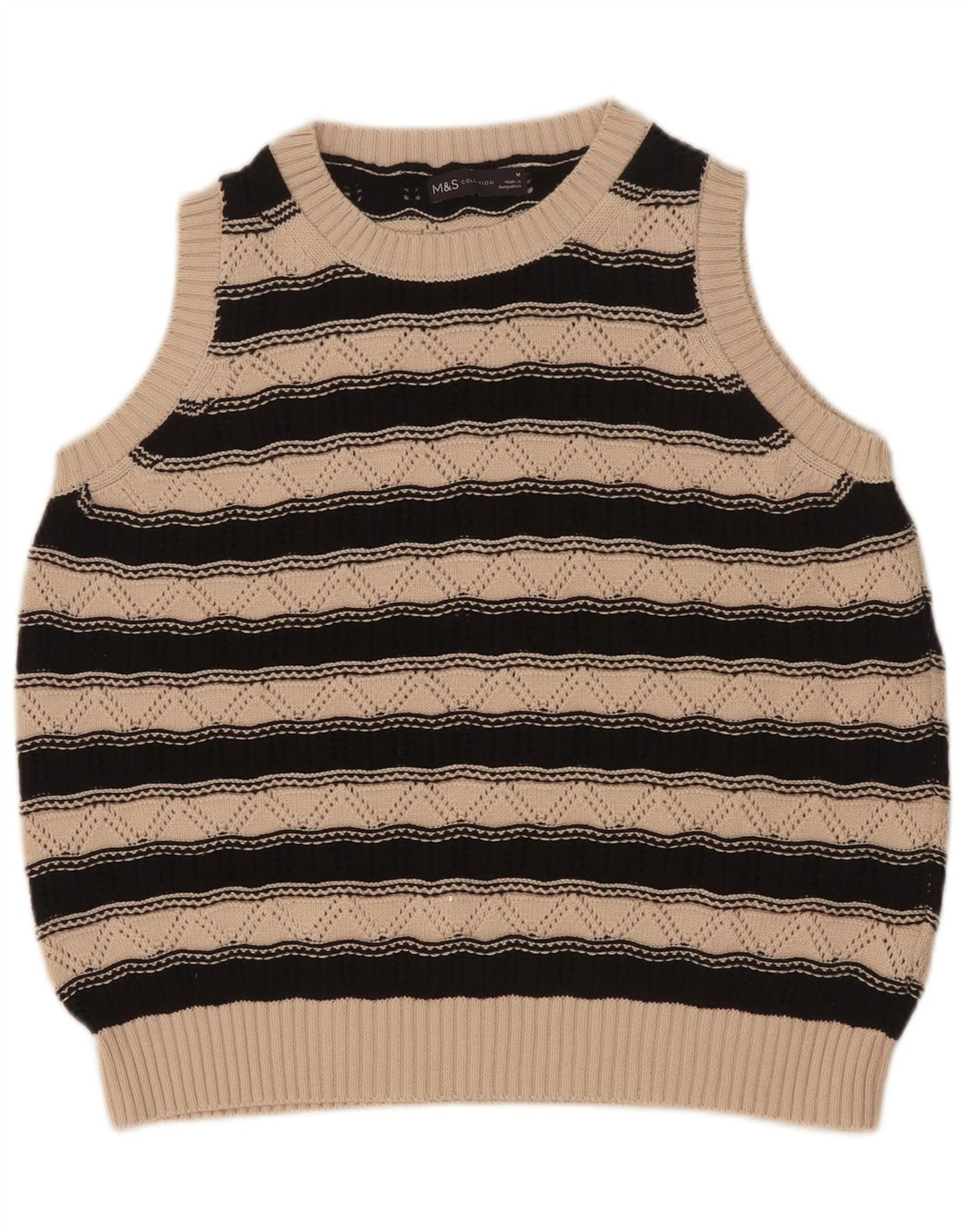 Canotta da donna Marks & Spencer UK 14 Cotone a righe beige medio
