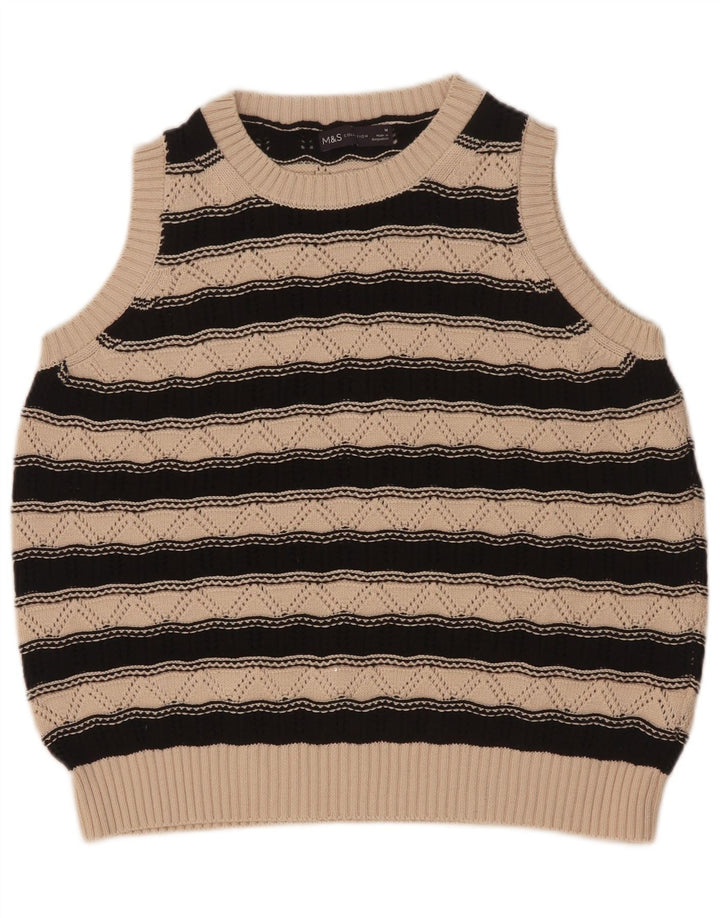 Canotta da donna Marks & Spencer UK 14 Cotone a righe beige medio