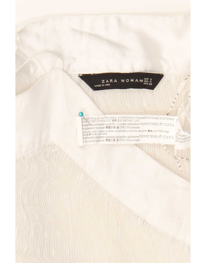 Canotta corta da donna Zara UK 10 piccola in poliestere maculato bianco