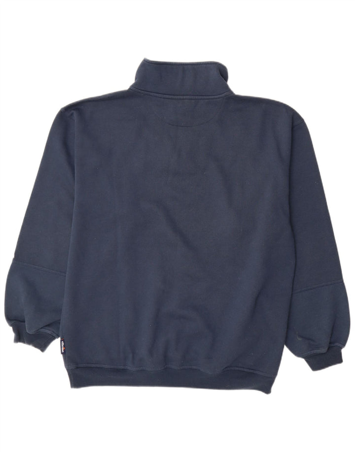 Felpa Ellesse da uomo con zip e collo, maglione grande, cotone blu navy