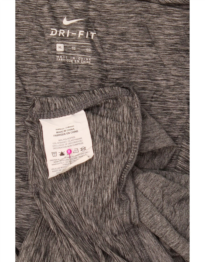 NIKE Felpa con cappuccio e zip Dri Fit da uomo XL Poliestere chiazzato grigio