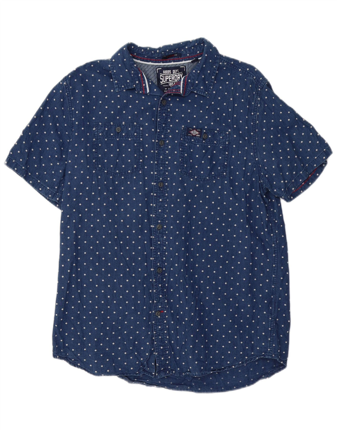 Camicia a maniche corte da uomo vestibilità regolare SUPERDRY XL cotone maculato blu
