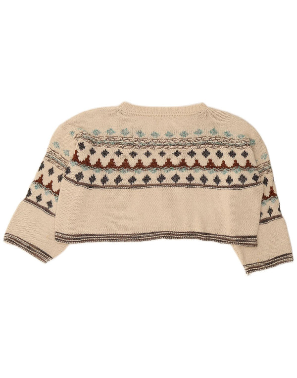 Maglione corto con scollo a barca da donna Zara UK 10 Small Beige Fair Isle