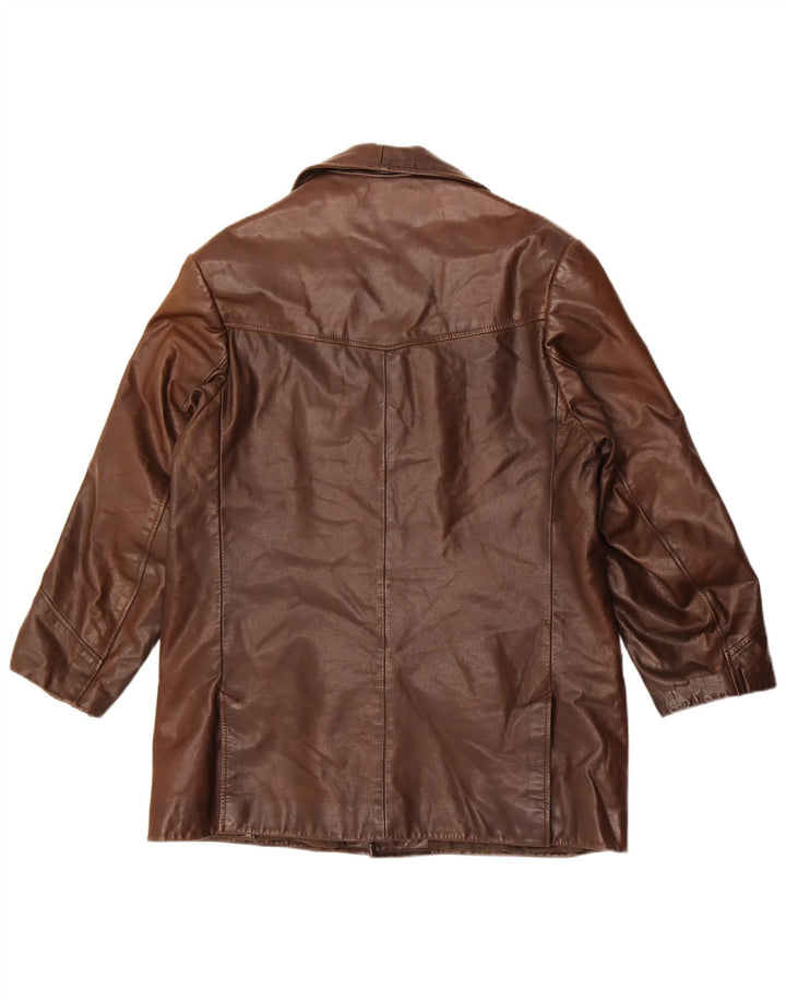 Giacca in pelle vintage da uomo UK 36 piccola marrone