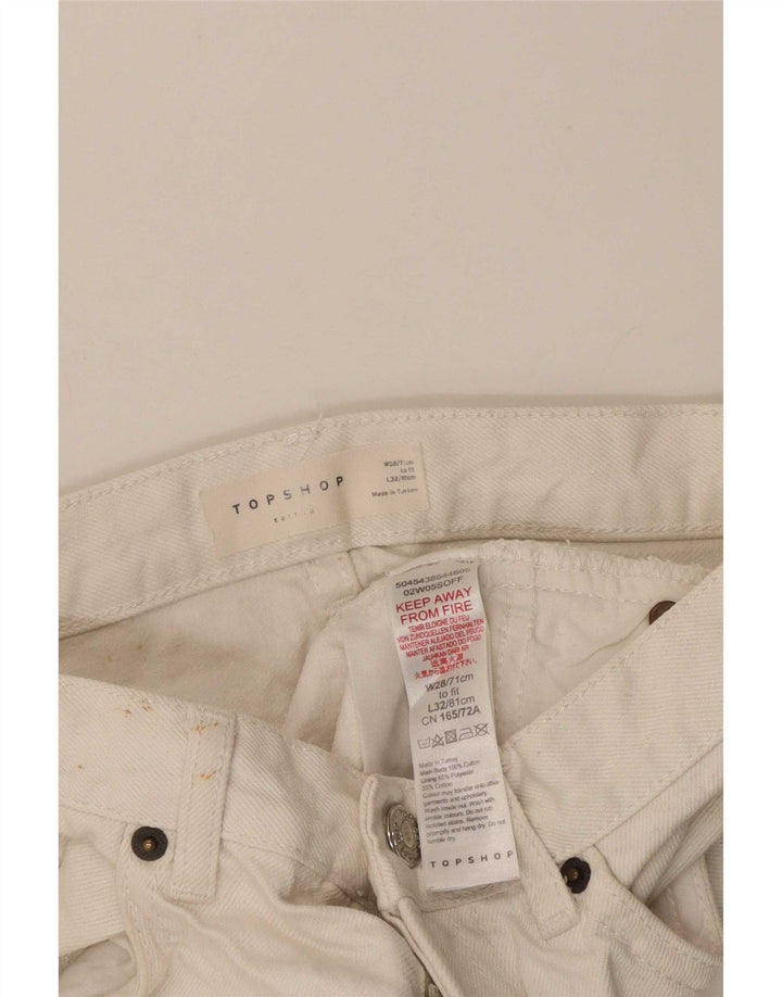 Pantaloncini di jeans da donna Topshop W28 poliestere bianco medio