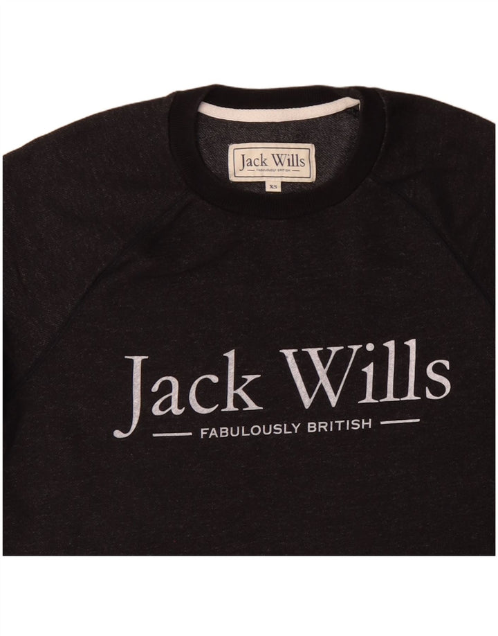 JACK WILLS Felpa grafica da uomo Maglione XS Nero