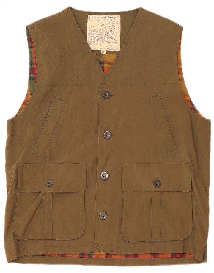 Gilet pratico da uomo vintage IT 50 Large Khaki in poliammide