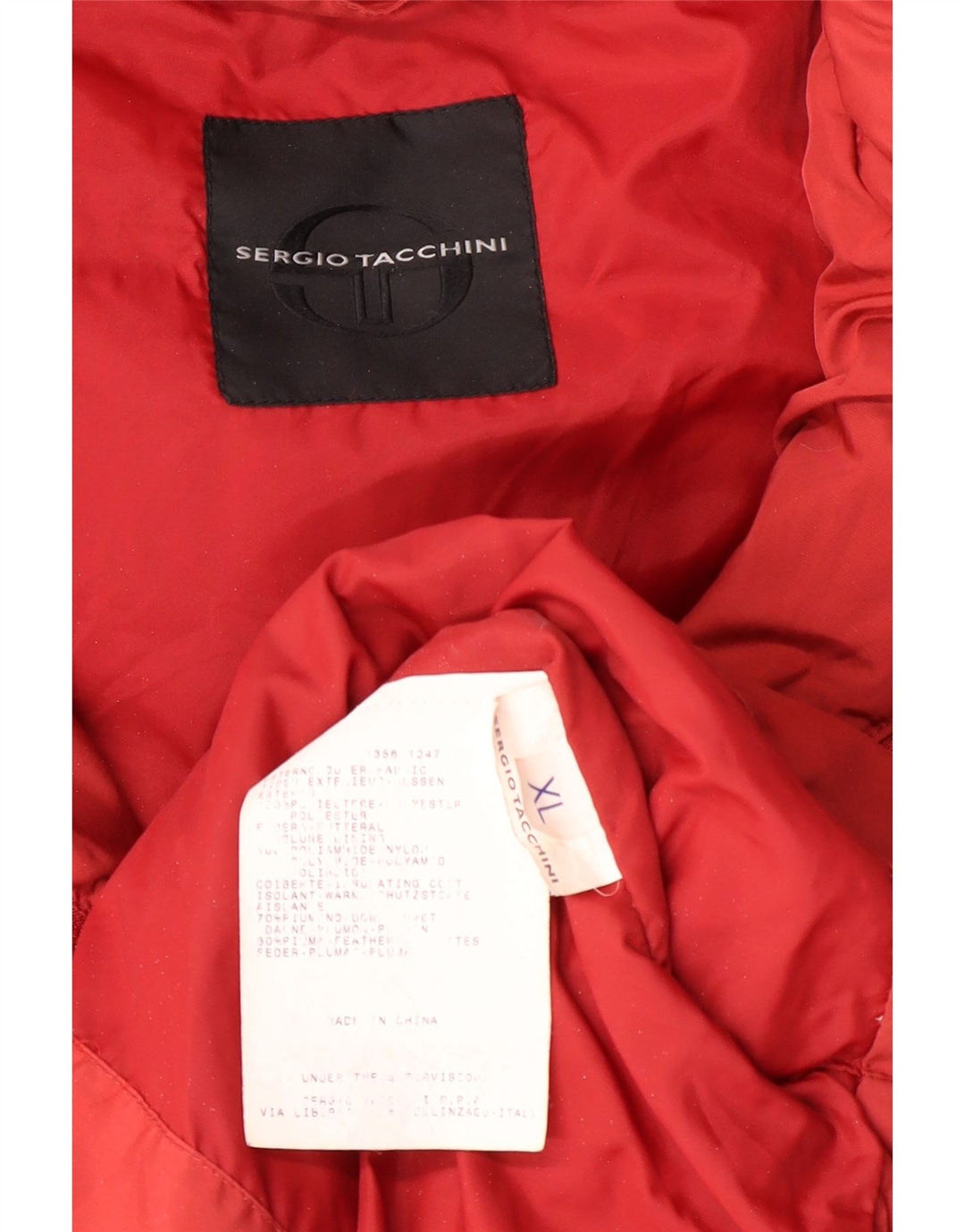 SERGIO TACCHINI Giacca imbottita con cappuccio da uomo UK 42 XL Poliestere rosso