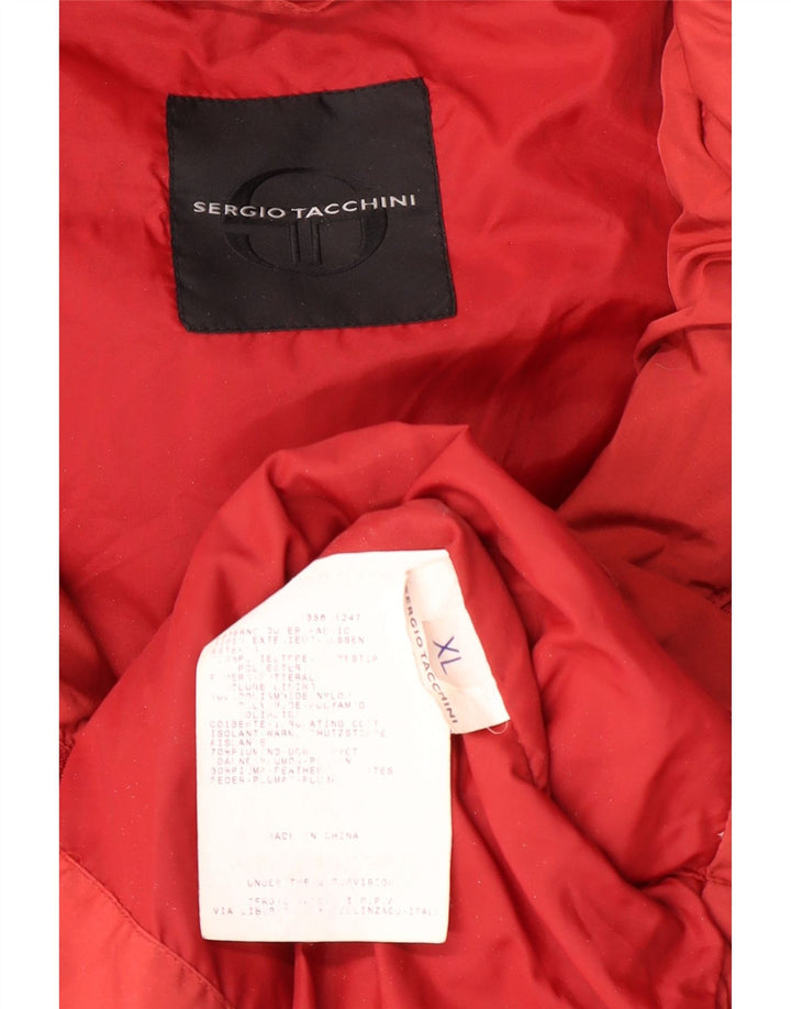 SERGIO TACCHINI Giacca imbottita con cappuccio da uomo UK 42 XL Poliestere rosso