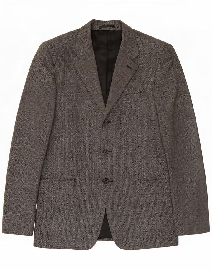Cacharel Giacca blazer da uomo a 3 bottoni IT 50 Large Grey Chevron Viscosa
