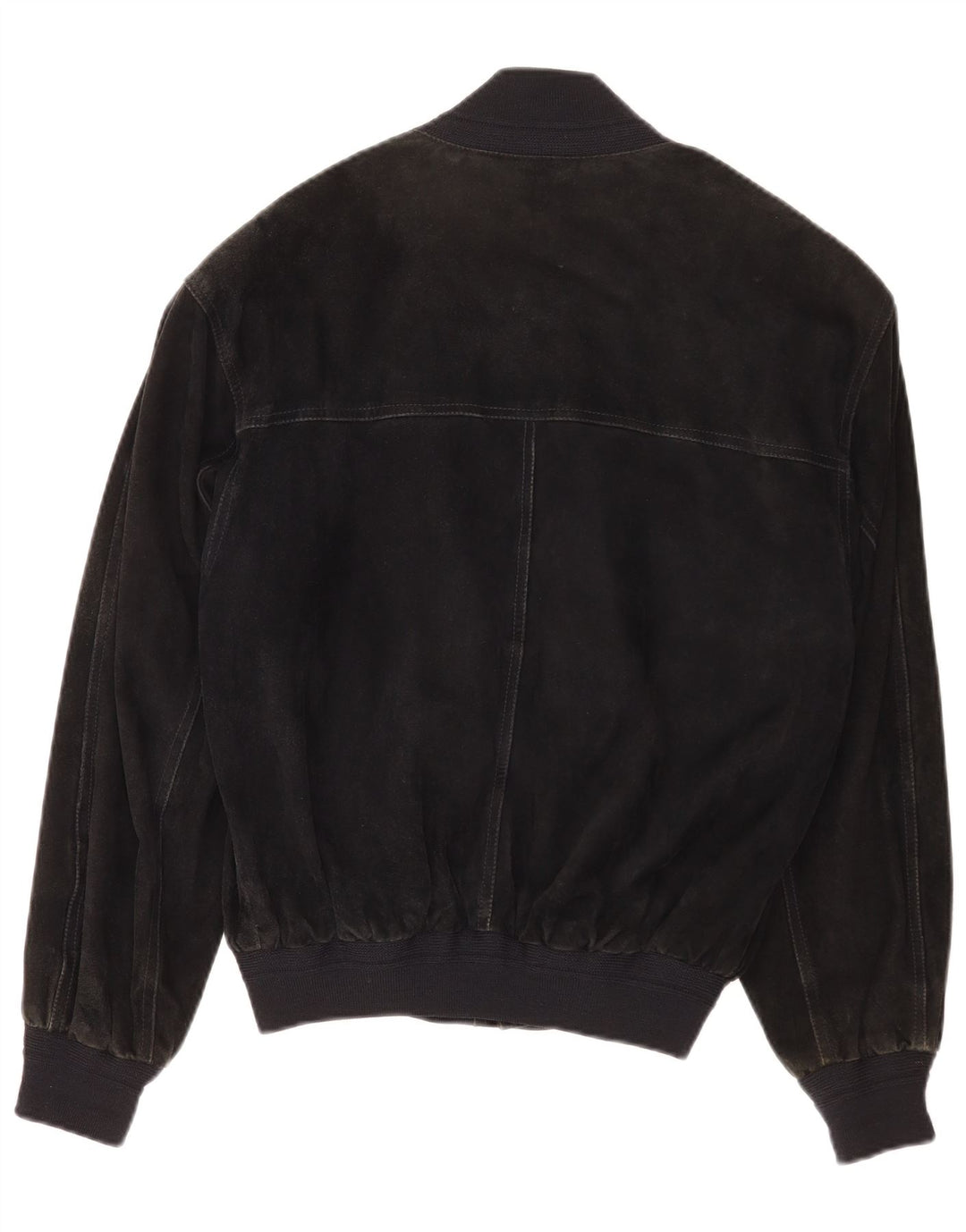 Giubbotto bomber vintage in pelle scamosciata da uomo IT 48 in pelle nera media
