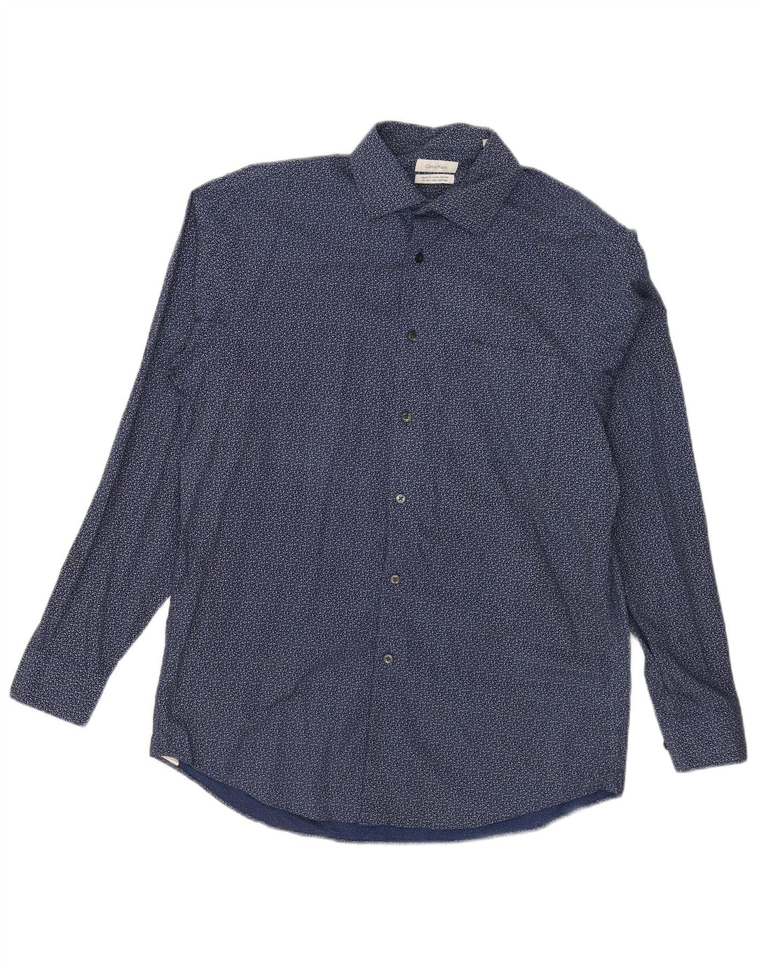 Camicia da uomo Regular Fit Calvin Klein taglia 15 1/2 media blu navy maculato