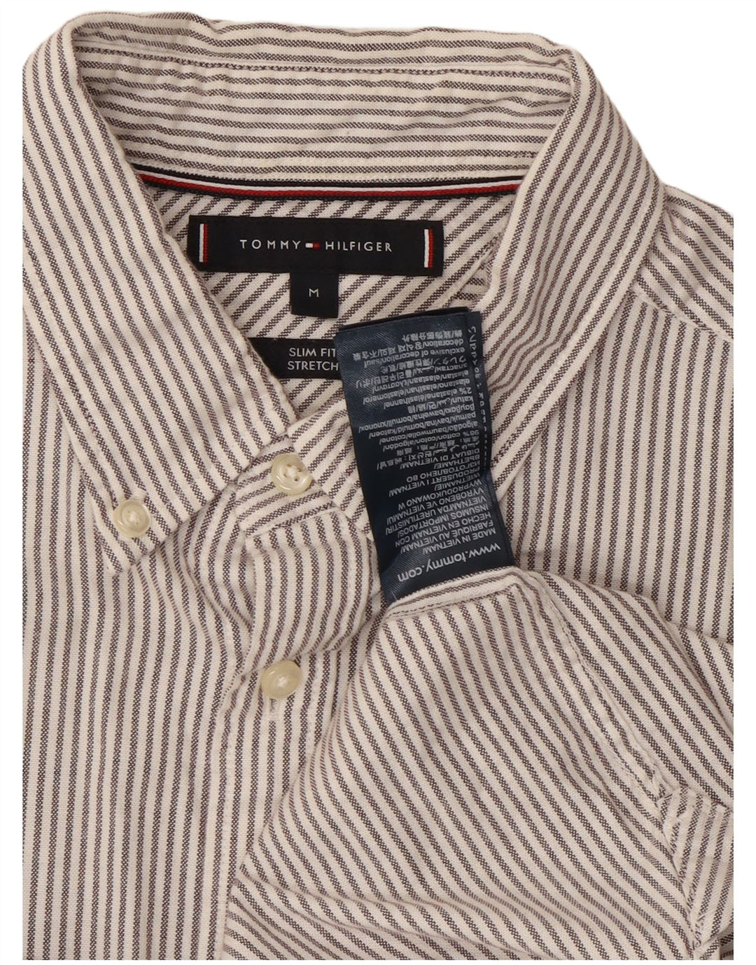 Camicia slim fit da uomo Tommy Hilfiger in cotone gessato grigio medio