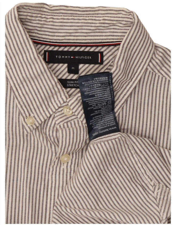 Camicia slim fit da uomo Tommy Hilfiger in cotone gessato grigio medio