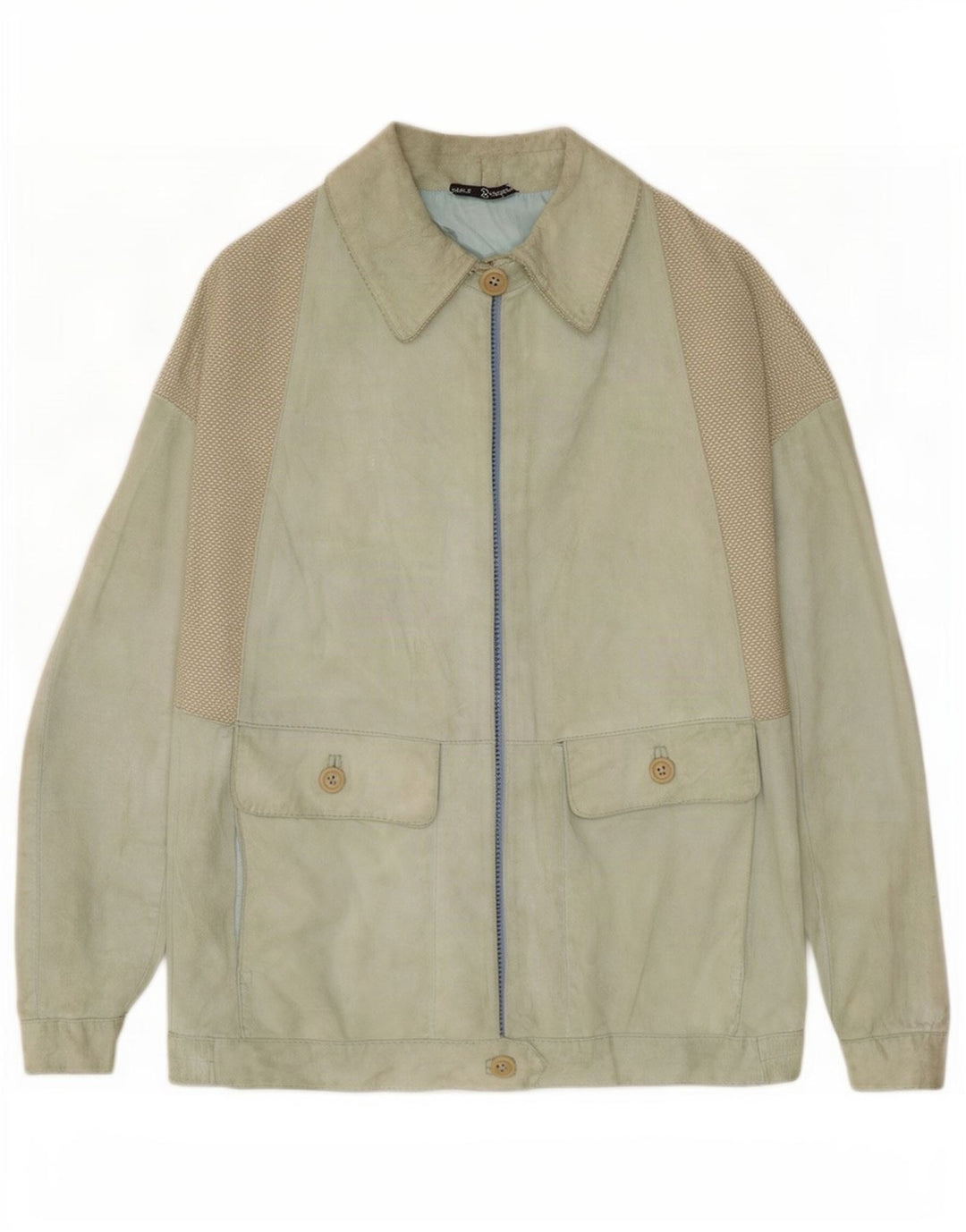 Giacca vintage in pelle scamosciata da donna IT 44 in pelle verde medio