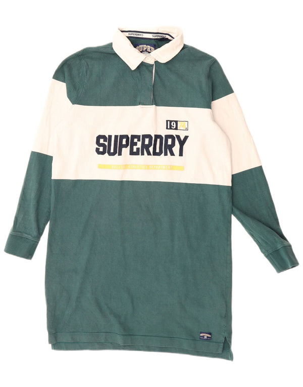 Abito polo grafico da donna Superdry UK 12 Cotone color block verde medio