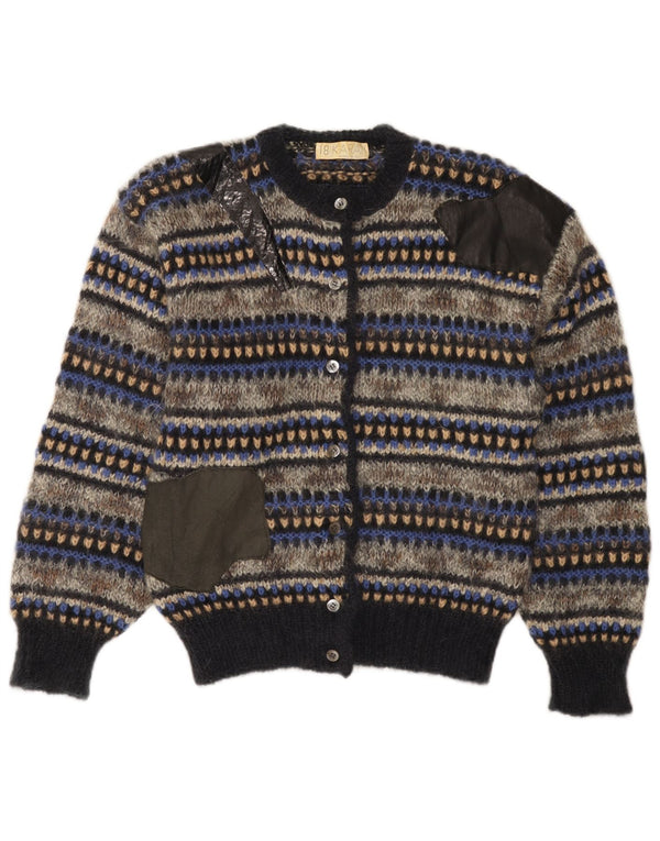 Maglione cardigan da donna vintage UK 14 Fair Isle medio multicolore