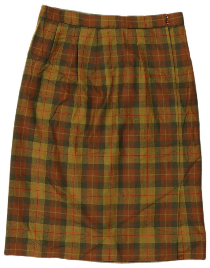 Gonna dritta da donna vintage W32 grande motivo a quadri multicolore