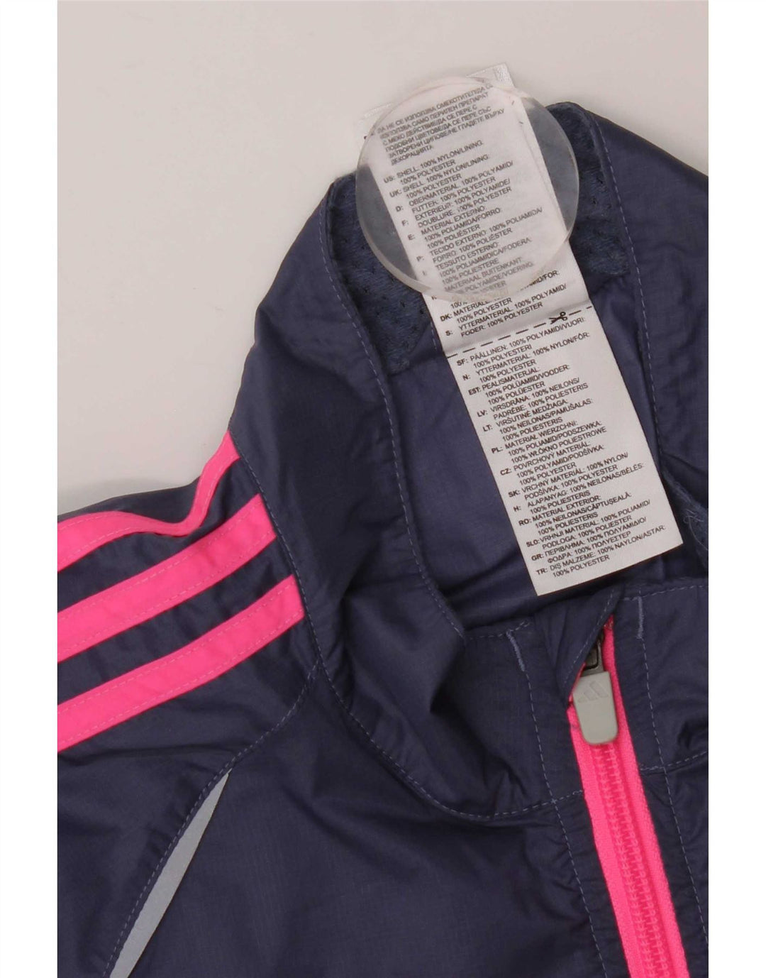 Giacca da ginnastica da donna Adidas UK 16 grande nylon blu navy