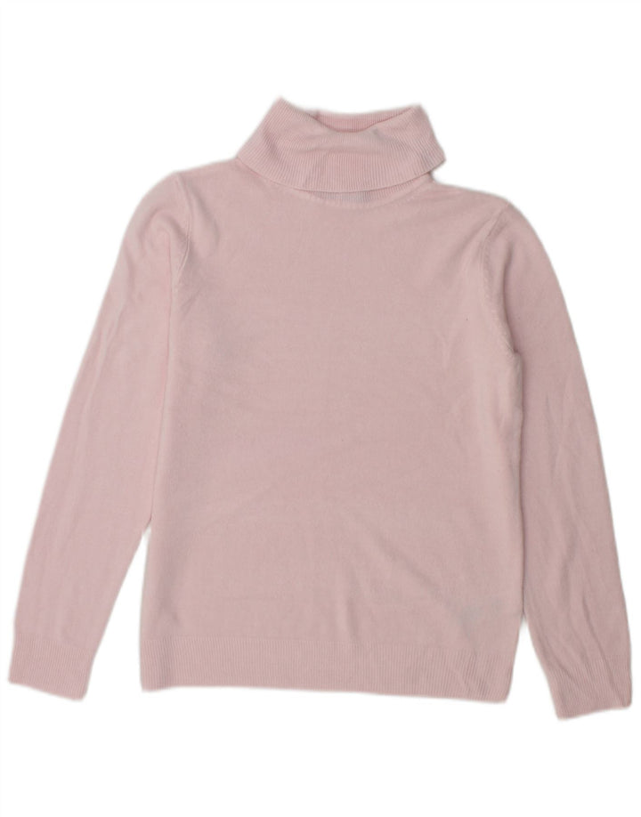 Maglione maglione a collo alto da donna Marks & Spencer UK 10 piccolo acrilico rosa
