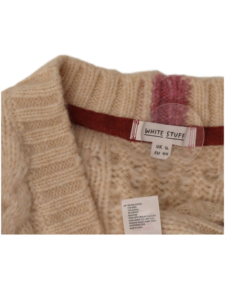 Maglione cardigan da donna White Stuff UK 16 Grande poliestere beige
